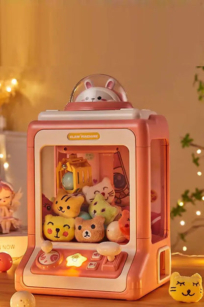 Mini Claw Machine Toy for Kids, Pink Arcade-Style Candy Grabber with Lights & Sounds, Battery/USB Powered, 31cm Tall