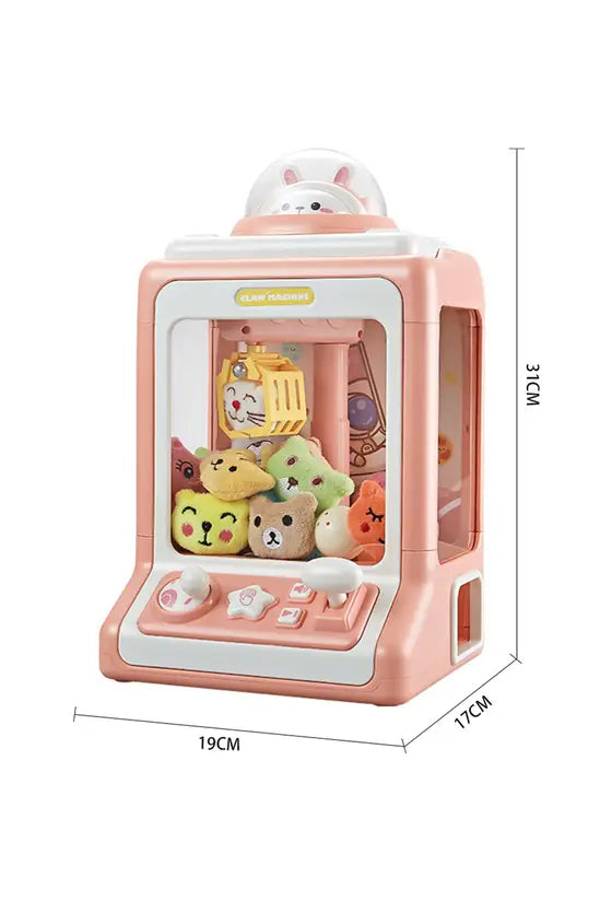 Mini Claw Machine Toy for Kids, Pink Arcade-Style Candy Grabber with Lights & Sounds, Battery/USB Powered, 31cm Tall
