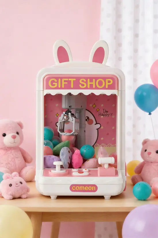 Mini Claw Machine for Kids - Cute Bunny Themed Toy Vending Machine with Lights & Sounds, 60s Timer, Dual Joysticks, USB/Battery Powered, Perfect Birthday Gift for Girls Boys 3+
