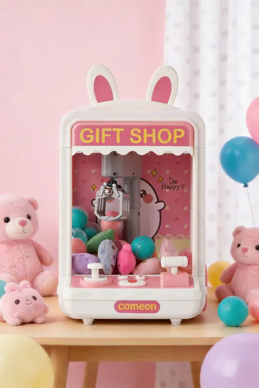 Mini Claw Machine for Kids - Cute Bunny Themed Toy Vending Machine with Lights & Sounds, 60s Timer, Dual Joysticks, USB/Battery Powered, Perfect Birthday Gift for Girls Boys 3+