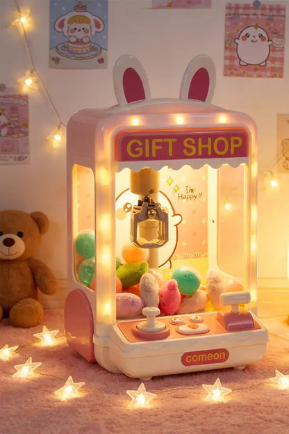 Mini Claw Machine for Kids - Cute Bunny Themed Toy Vending Machine with Lights & Sounds, 60s Timer, Dual Joysticks, USB/Battery Powered, Perfect Birthday Gift for Girls Boys 3+