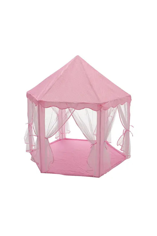 Pink Princess Castle Play Tent, Hexagonal Kids Playhouse with Mesh Curtains, Indoor & Outdoor, for Girls 3+
