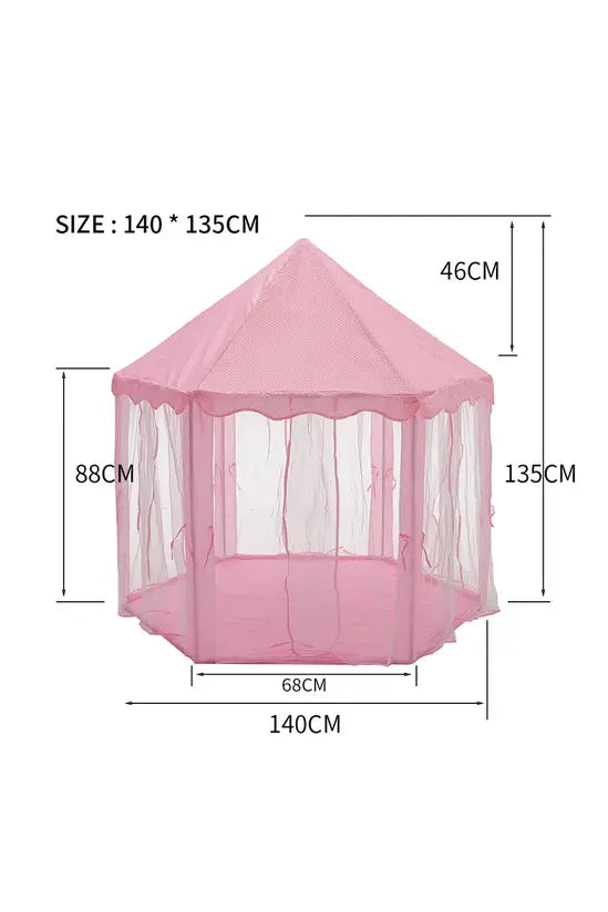 Pink Princess Castle Play Tent, Hexagonal Kids Playhouse with Mesh Curtains, Indoor & Outdoor, for Girls 3+