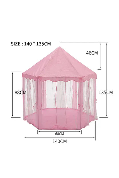 Pink Princess Castle Play Tent, Hexagonal Kids Playhouse with Mesh Curtains, Indoor & Outdoor, for Girls 3+