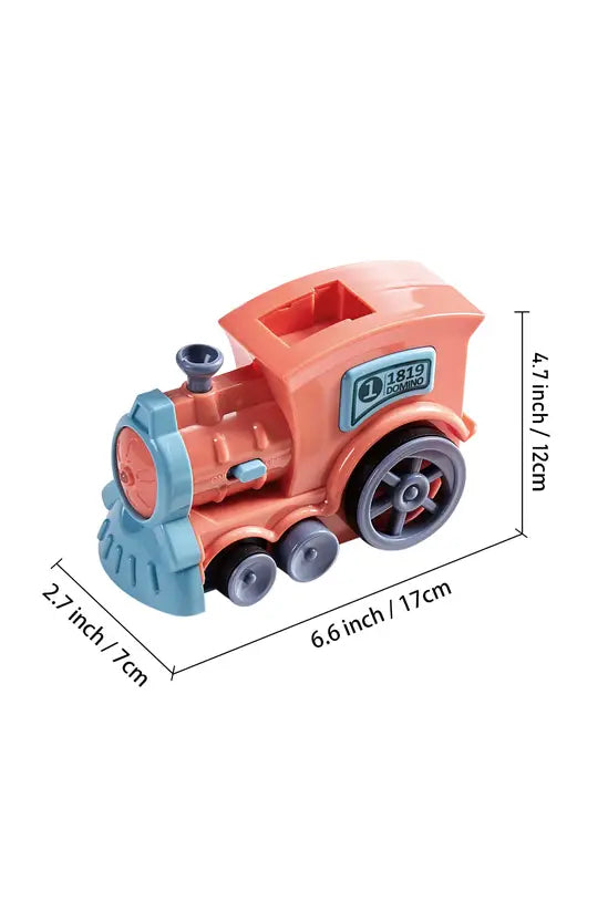 Domino Train Toy Set, Pink Electric Train with 100 Colorful Blocks, Automatic Domino Laying Game