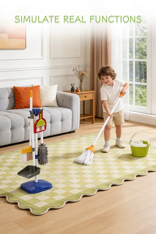 Kids Cleaning Toy Set 17PCS - Pretend Play Housekeeping Kit with Vacuum, Mop, Broom & Storage Stand, Educational Role Play Gift for Toddlers 3+