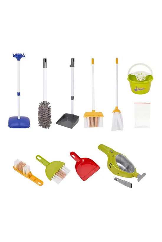 Kids Cleaning Toy Set 17PCS - Pretend Play Housekeeping Kit with Vacuum, Mop, Broom & Storage Stand, Educational Role Play Gift for Toddlers 3+