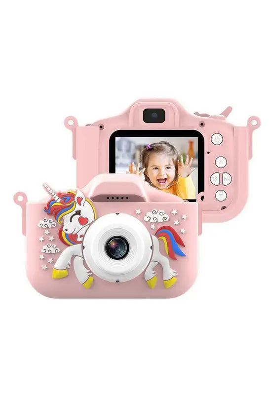 Kids Digital Camera, Unicorn Design 1080P HD Camera with 2.4" IPS Screen, 32GB Storage, Pink