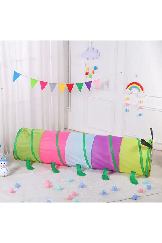 Kids Caterpillar Crawl Tunnel, Pop-Up Colorful Play Tunnel for Toddlers, 180cm Long with Carry Bag