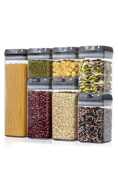 7Pcs Airtight Food Dry Grain Cereal Storage Containers 6.9L with Clasp Lids （0.5*2+0.8*2+1.2*2+1.9L）