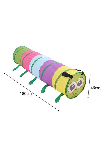 Kids Caterpillar Crawl Tunnel, Pop-Up Colorful Play Tunnel for Toddlers, 180cm Long with Carry Bag